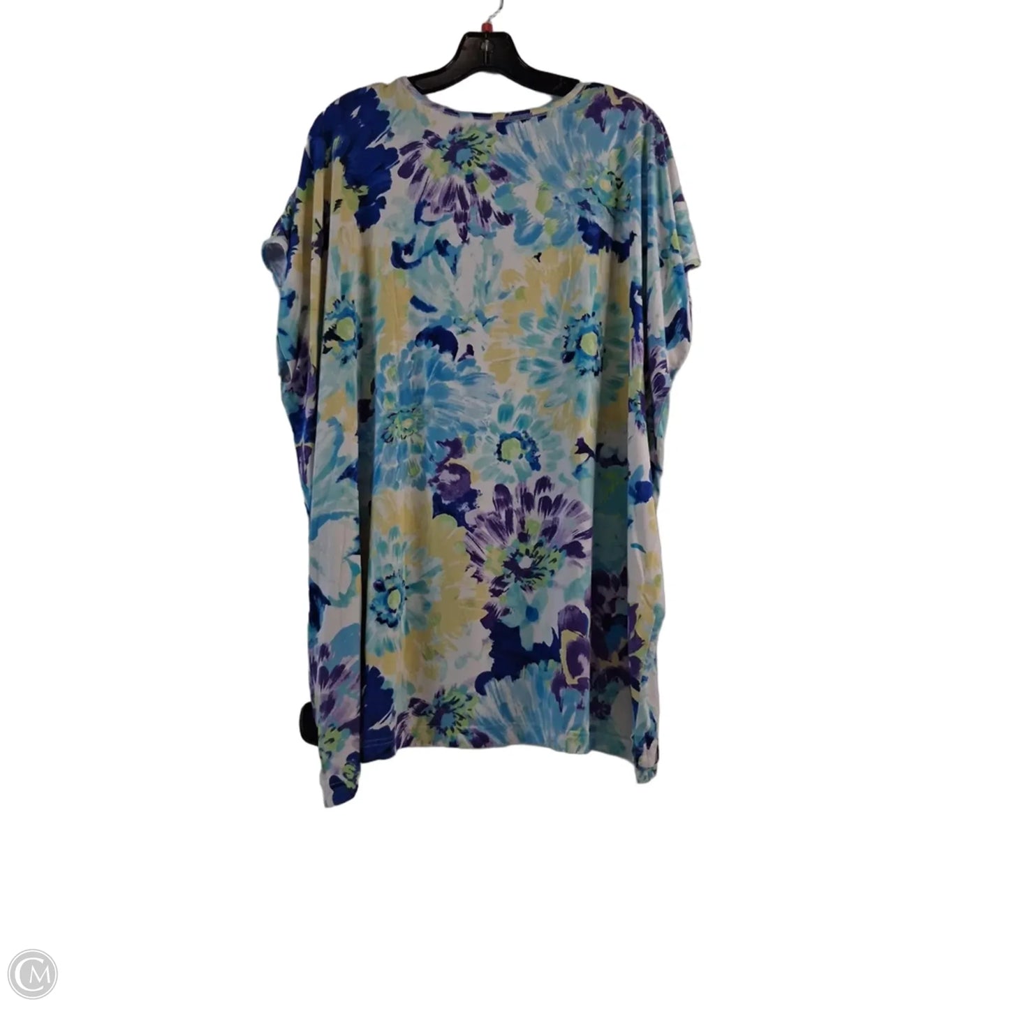 Top Short Sleeve By Chaps In Green & Purple, Size: 3x