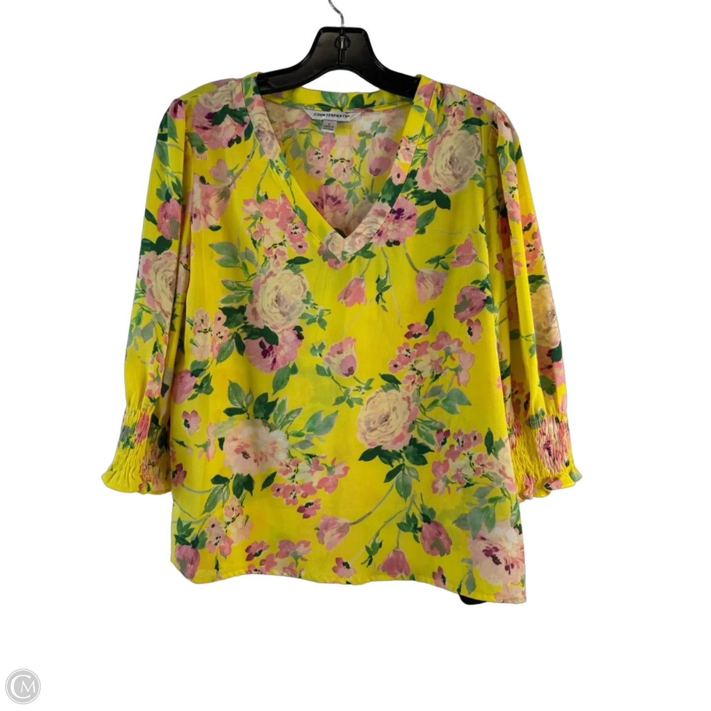 Top Long Sleeve By Counterparts In Pink & Yellow, Size: S