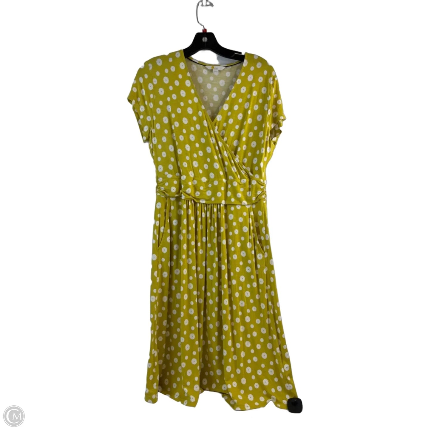 Dress Casual Midi By Boden In White & Yellow, Size: M