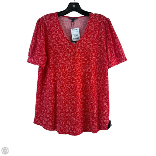 Top Short Sleeve Basic By Adrianna Papell In Red & White, Size: M