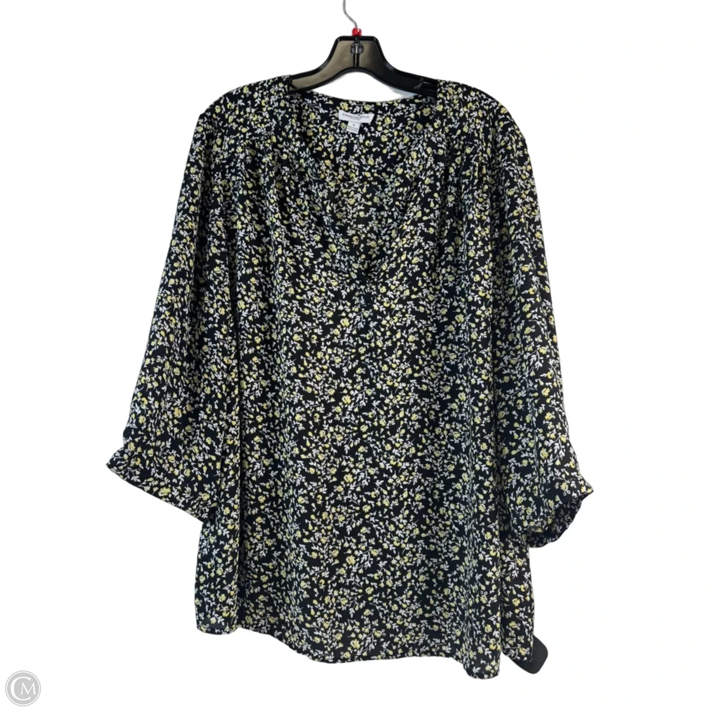 Top Long Sleeve By Carolina Belle In Black & Yellow, Size: 1x