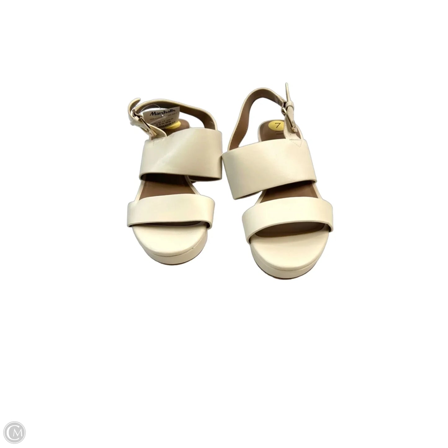 Sandals Heels Block By Clothes Mentor In Cream, Size: 7