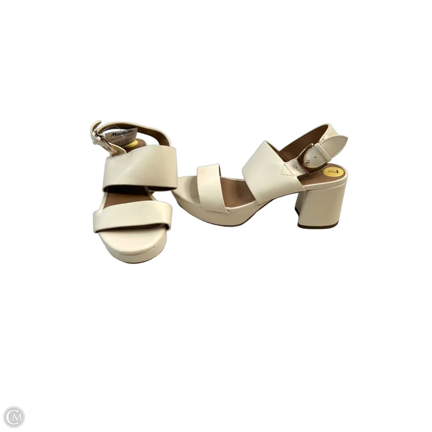 Sandals Heels Block By Clothes Mentor In Cream, Size: 7