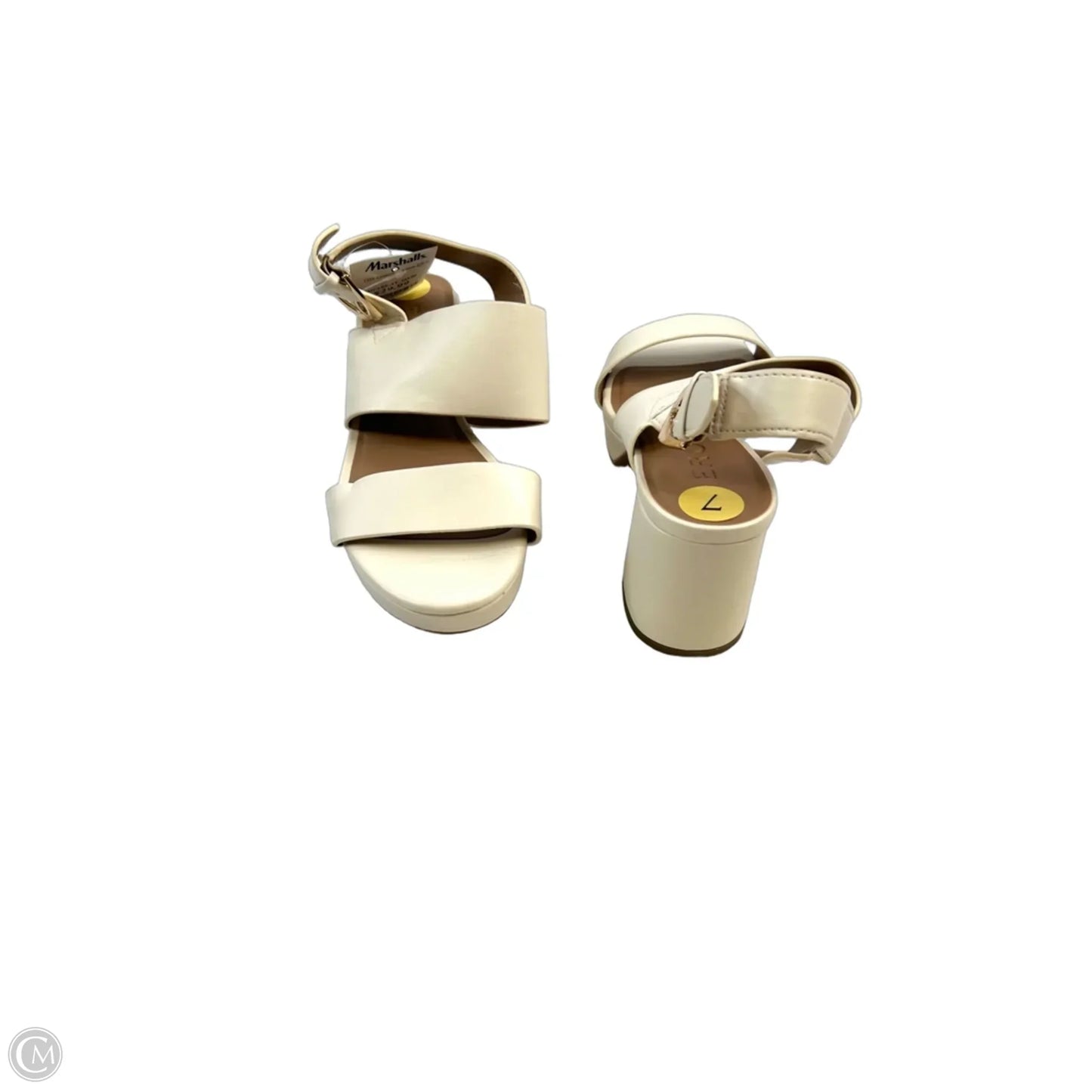 Sandals Heels Block By Clothes Mentor In Cream, Size: 7