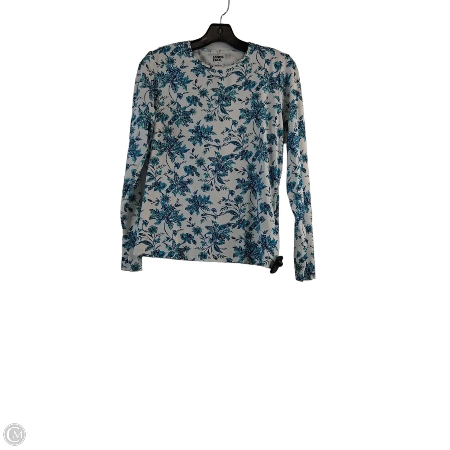 Athletic Top Long Sleeve Crewneck By Lands End In Blue & White, Size: S