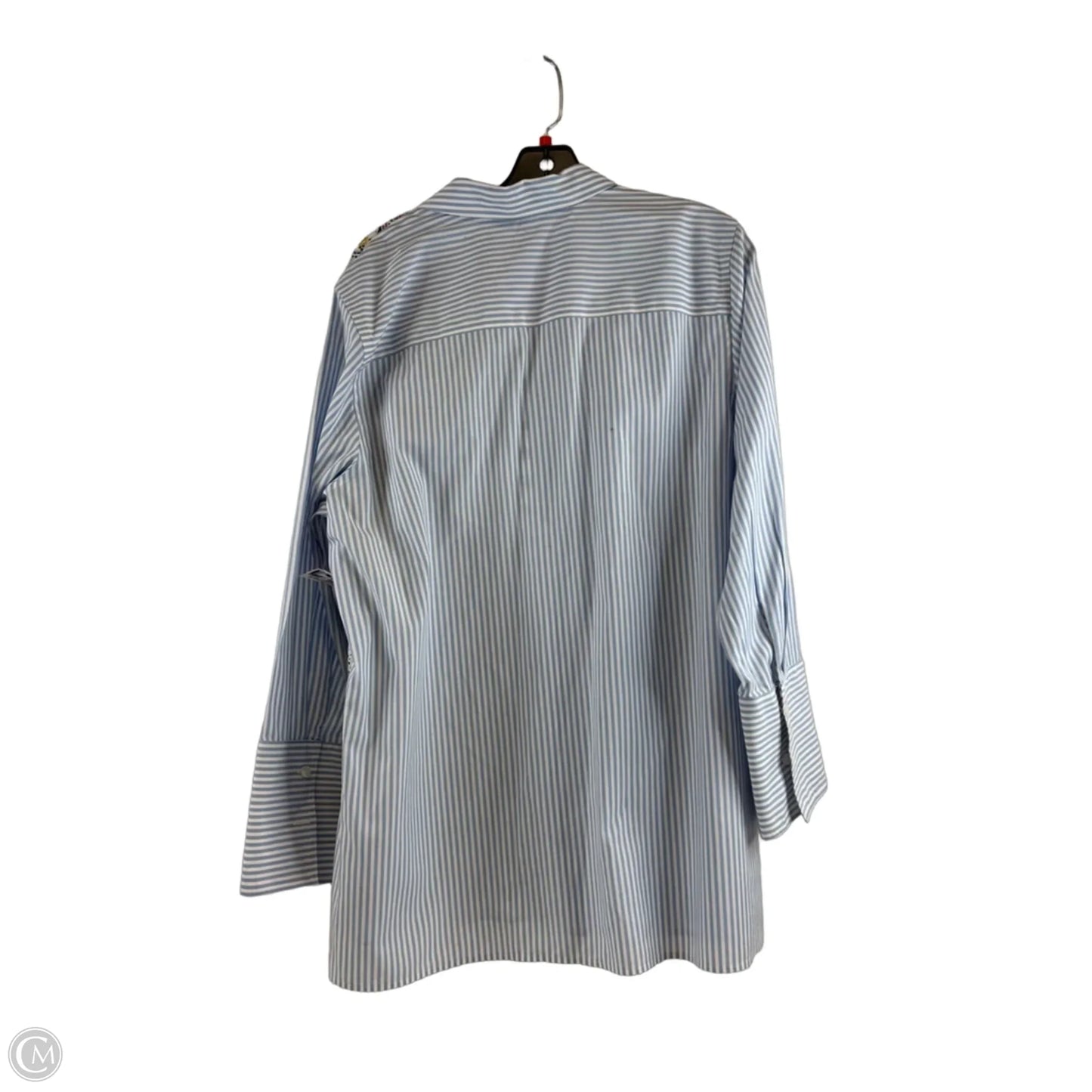 Top Long Sleeve By Chicos In Blue & White, Size: Xl