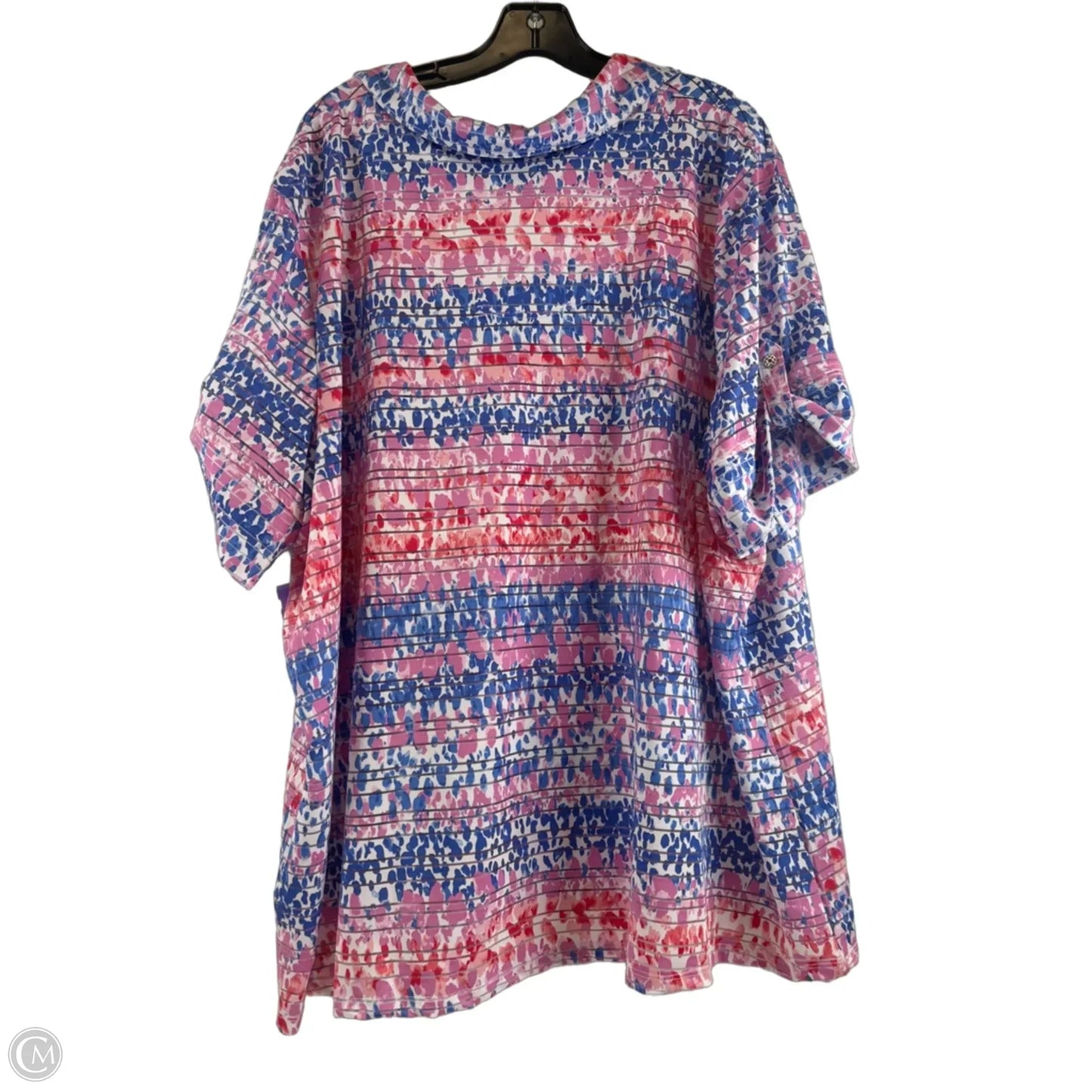 Top Short Sleeve By Emily Daniels In Blue & Pink, Size: 3x