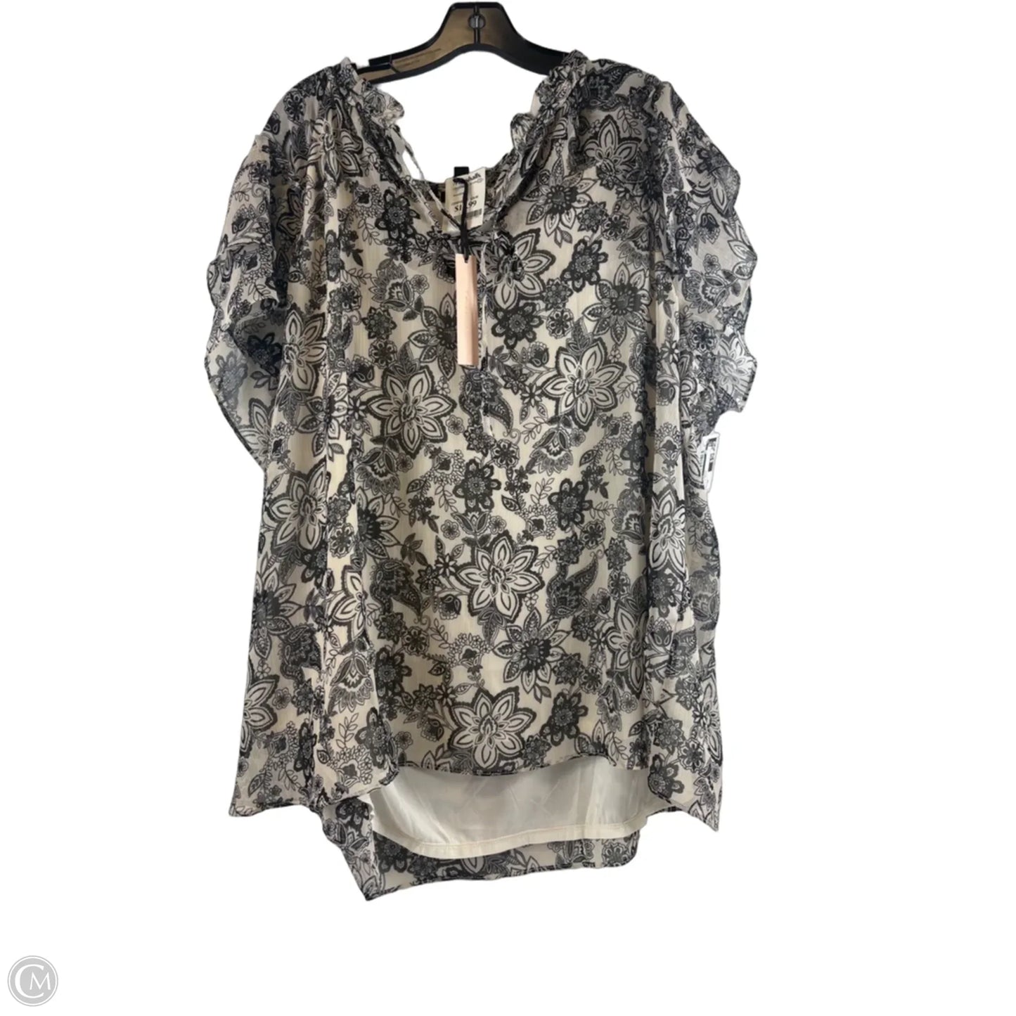 Top Short Sleeve Basic By Tamara H In Black & White, Size: 3x
