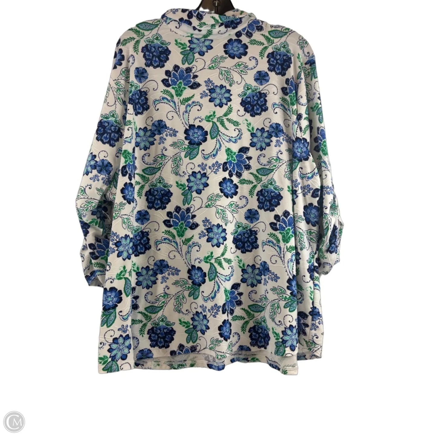 Top Short Sleeve By Emily Daniels In Blue & Green, Size: 3x