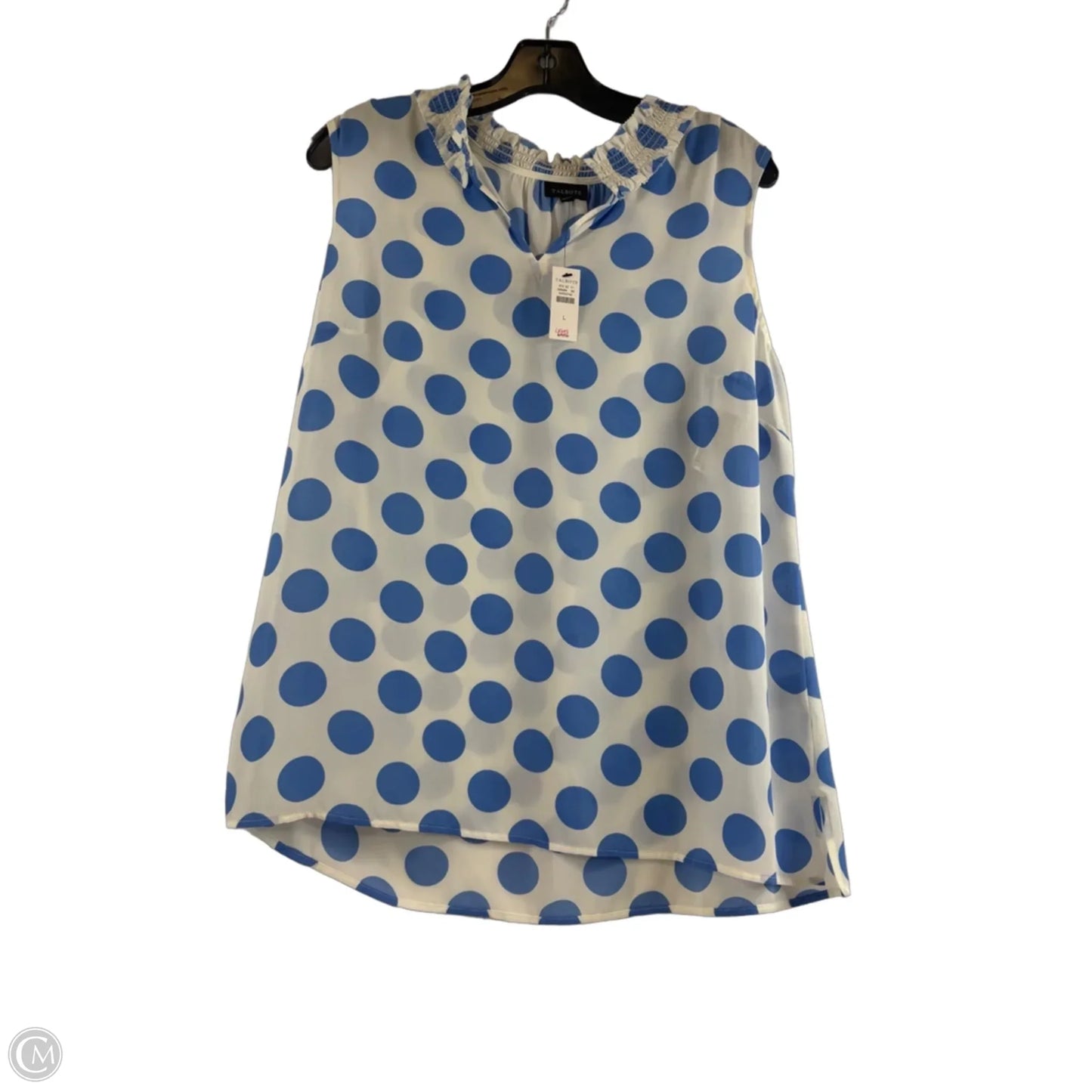 Top Sleeveless By Talbots In Blue & White, Size: L