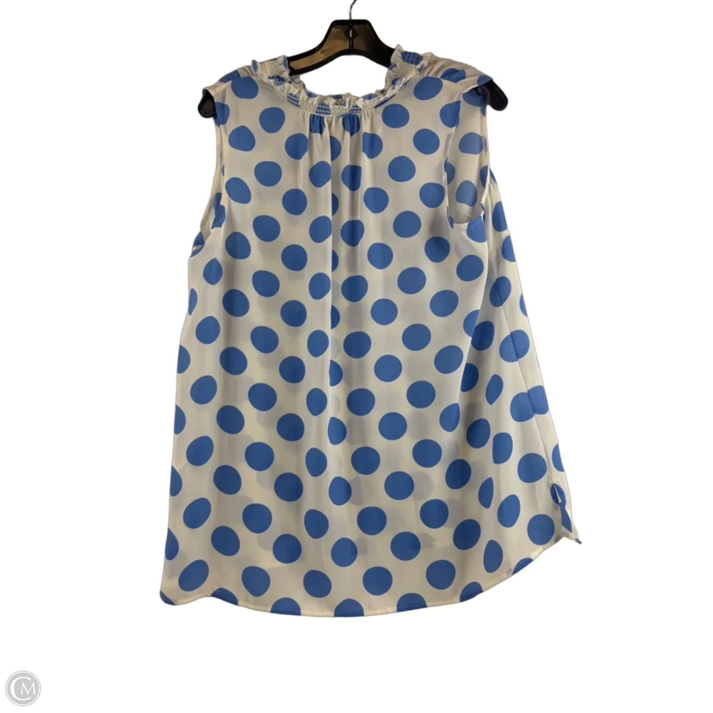 Top Sleeveless By Talbots In Blue & White, Size: L
