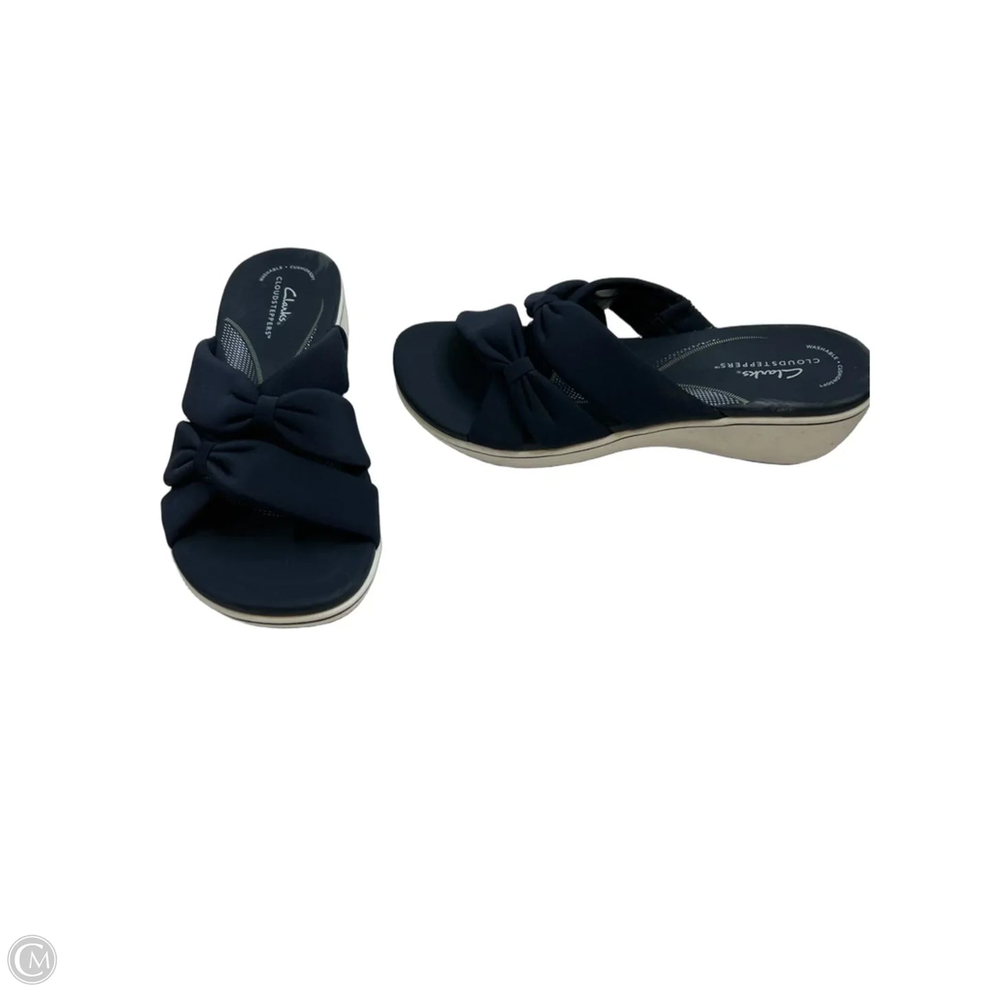 Sandals Heels Wedge By Clarks In Blue & White, Size: 6
