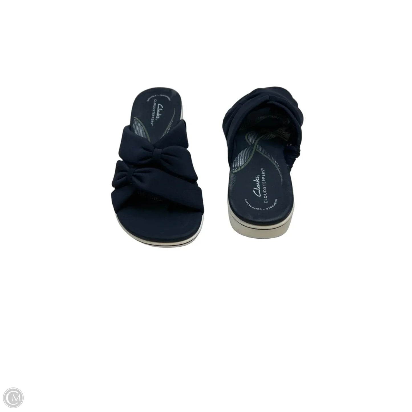Sandals Heels Wedge By Clarks In Blue & White, Size: 6