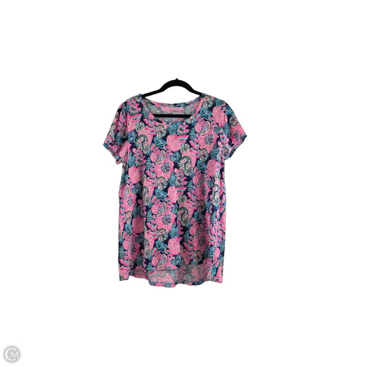 Top Short Sleeve Designer By Lilly Pulitzer In Pink & Purple, Size: L