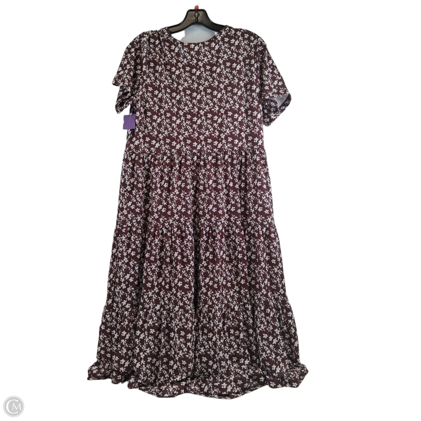 Dress Casual Midi By Clothes Mentor In Brown & Cream, Size: L