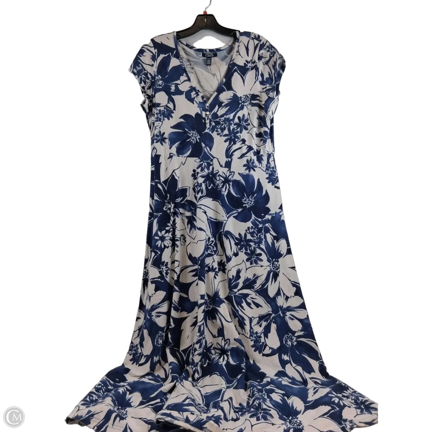 Dress Casual Maxi By Chaps In Blue & White, Size: Xl