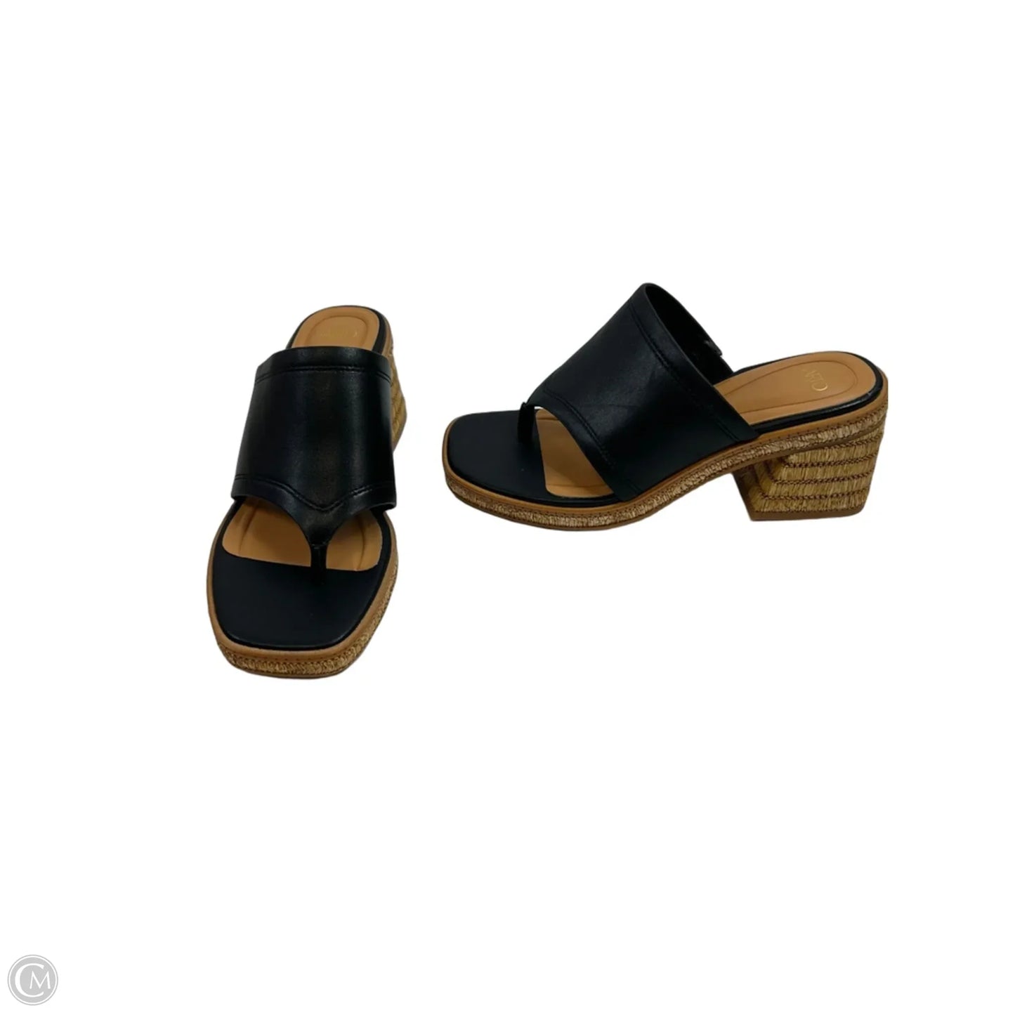 Sandals Heels Block By Clothes Mentor In Black & Tan, Size: 7.5