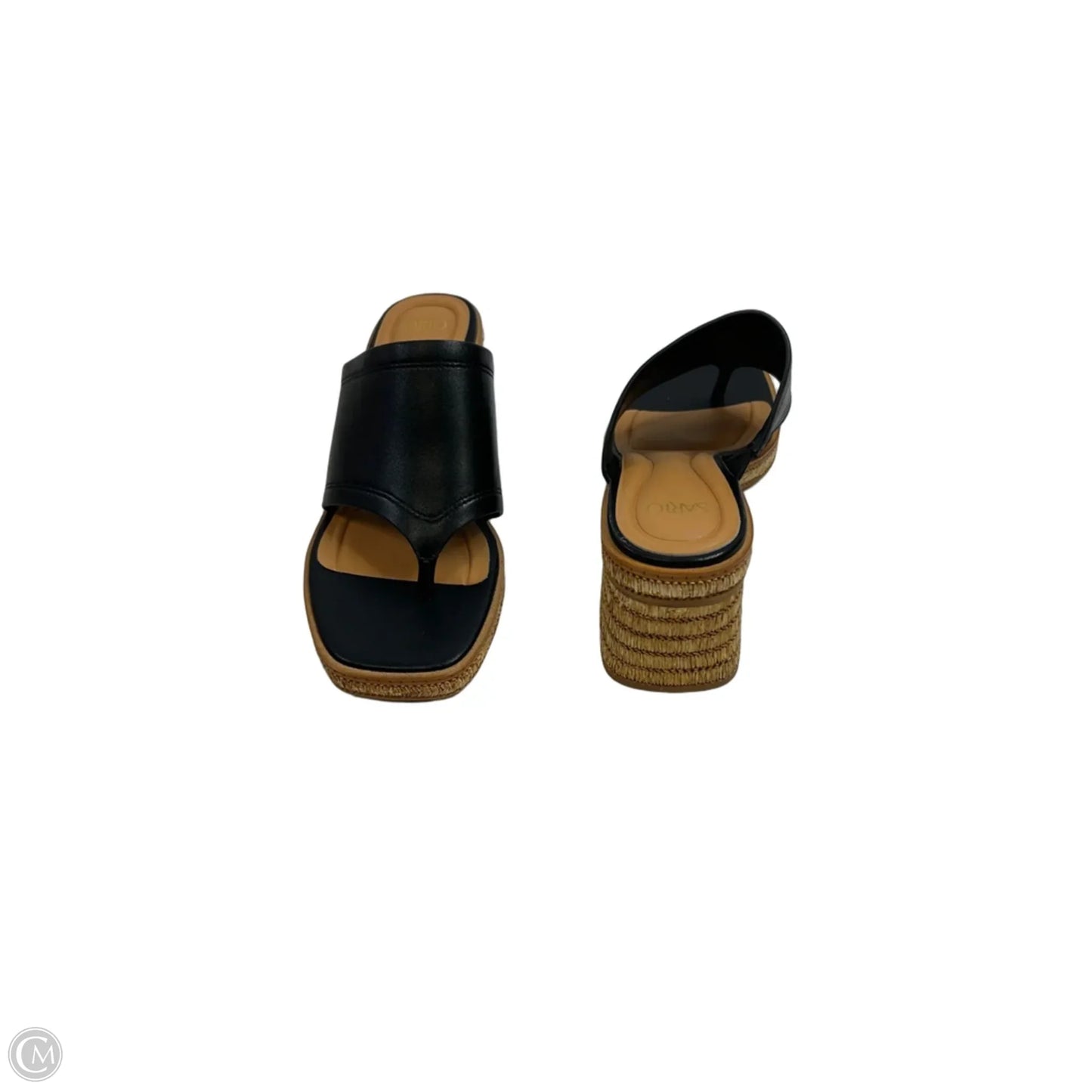 Sandals Heels Block By Clothes Mentor In Black & Tan, Size: 7.5