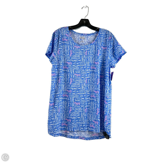 Top Short Sleeve Designer By Lilly Pulitzer In Blue & White, Size: Xl
