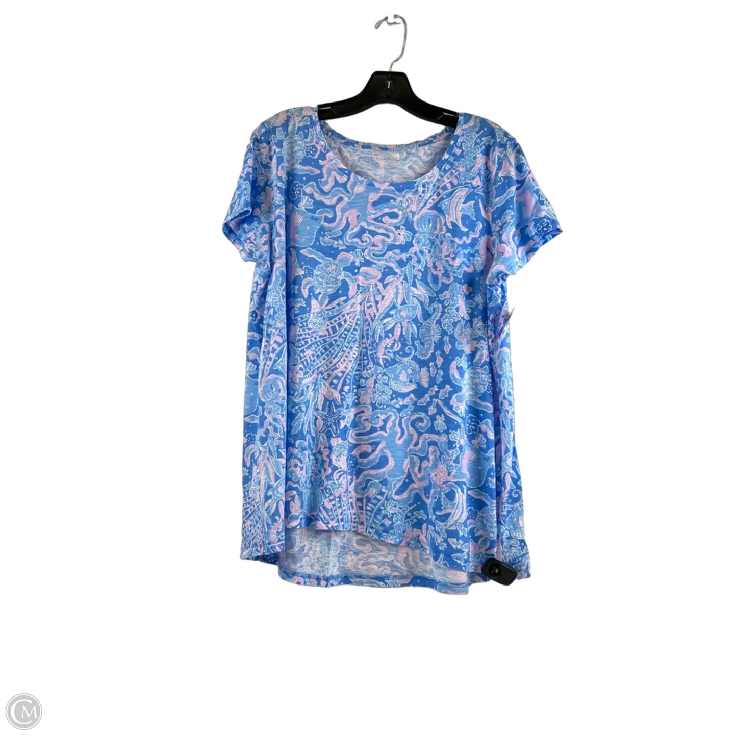 Top Short Sleeve Designer By Lilly Pulitzer In Blue & Pink, Size: Xl