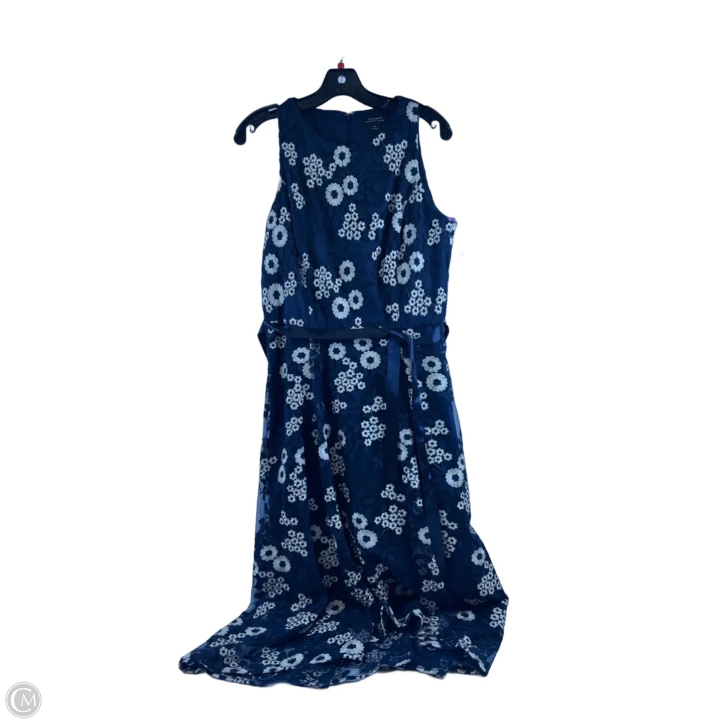 Dress Party Midi By Tahari In Blue & White, Size: M