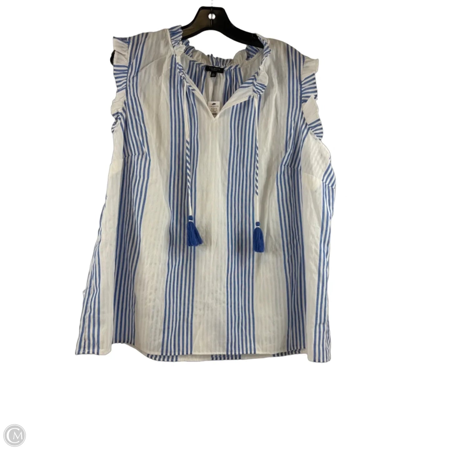 Top Sleeveless By Talbots In Blue & White, Size: 2x