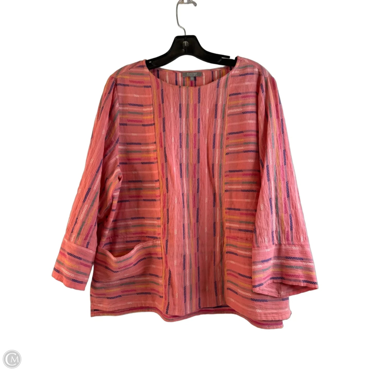 Top Long Sleeve By Habitat In Pink & Yellow, Size: M