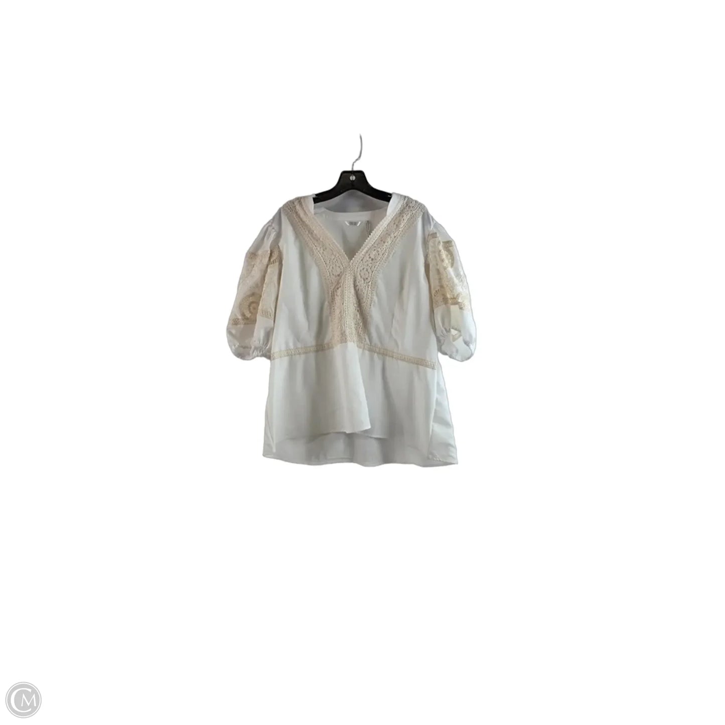 Top Short Sleeve By Kaktus In Tan & White, Size: Xl