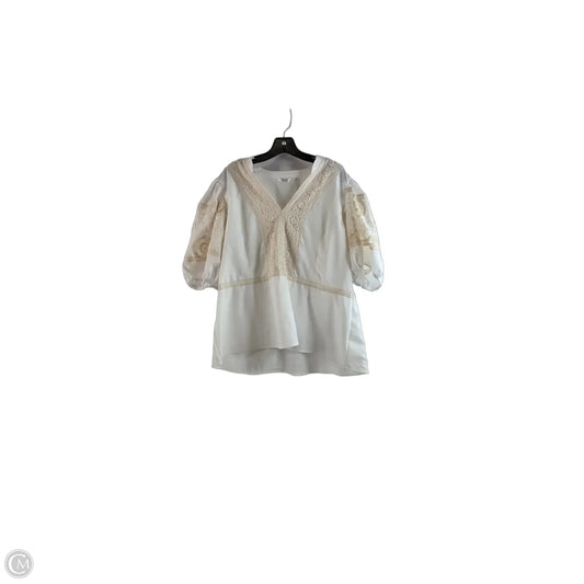Top Short Sleeve By Kaktus In Tan & White, Size: Xl