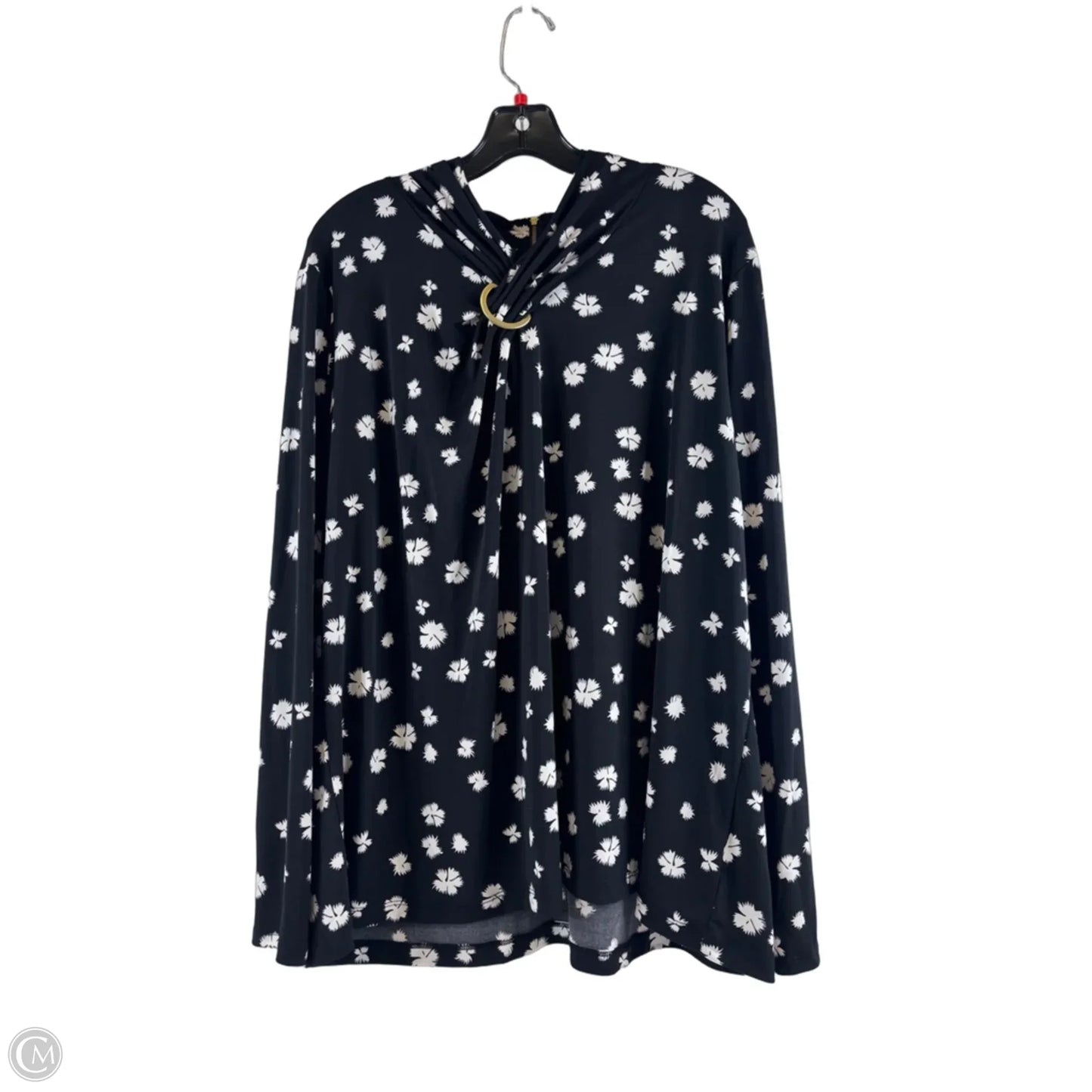 Top Long Sleeve By Liz Claiborne In Black & White, Size: 2x