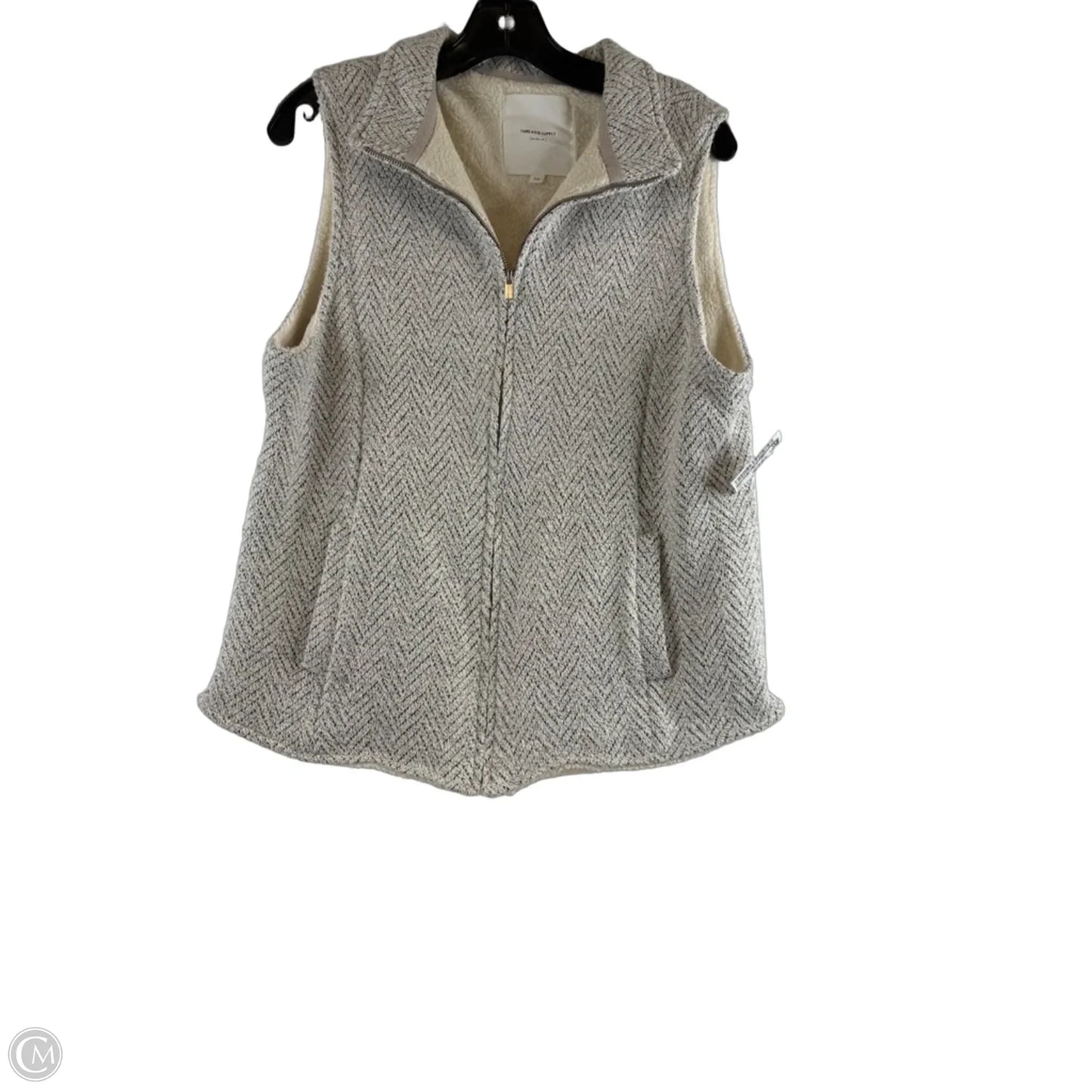Vest Faux Fur & Sherpa By Thread And Supply In Grey & White, Size: M