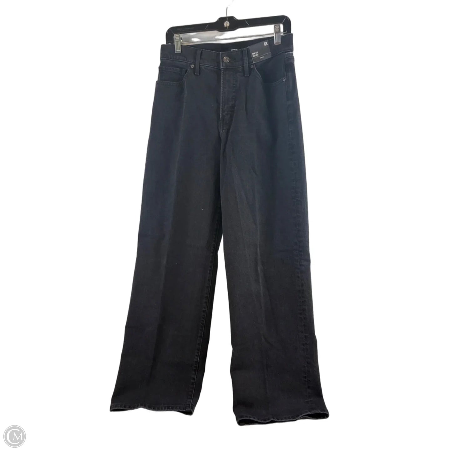 Jeans Wide Leg By Express In Black Denim, Size: 6