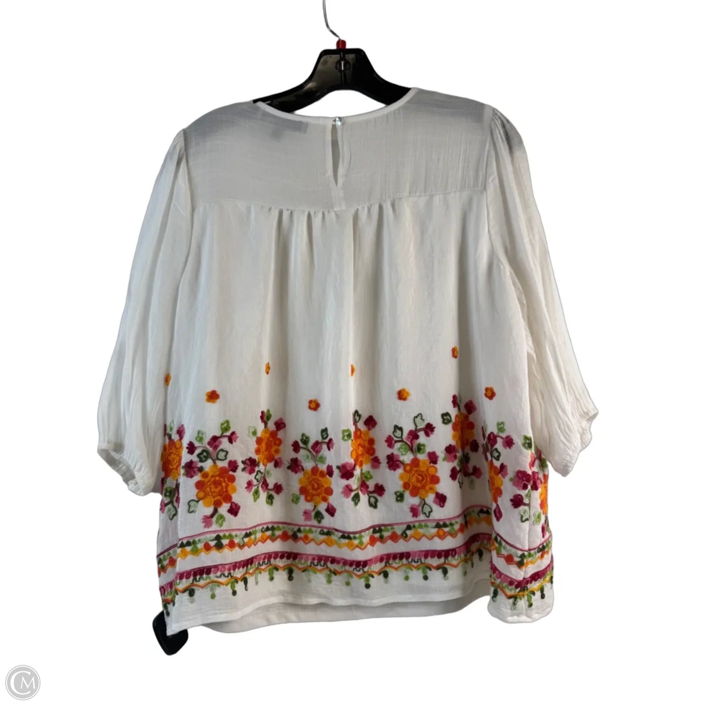 Top Short Sleeve By Figuero & Flower In Orange & White, Size: Xlp