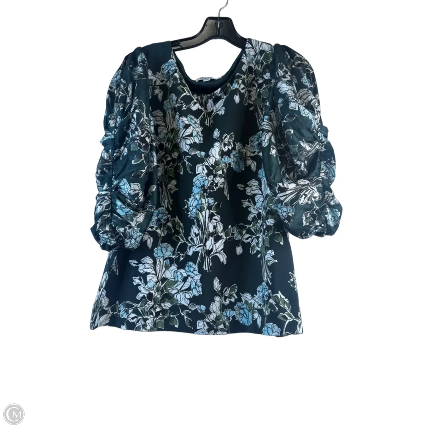 Top Short Sleeve By Chicos In Green & White, Size: L