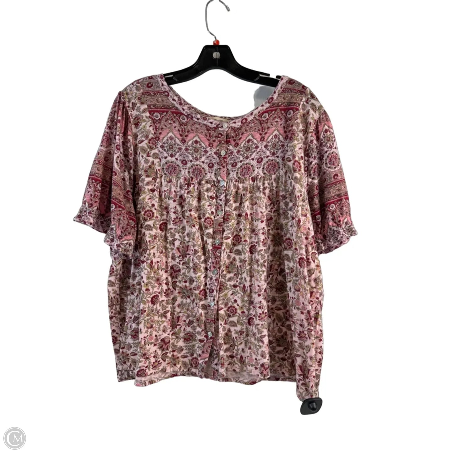 Top Short Sleeve By Lucky Brand In Pink, Size: Xl