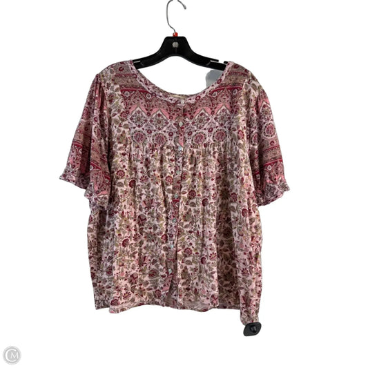 Top Short Sleeve By Lucky Brand In Pink, Size: Xl