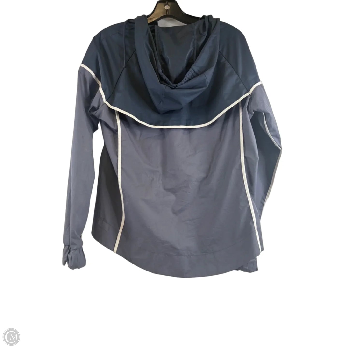 Jacket Windbreaker By Nike Apparel In Blue & White, Size: S