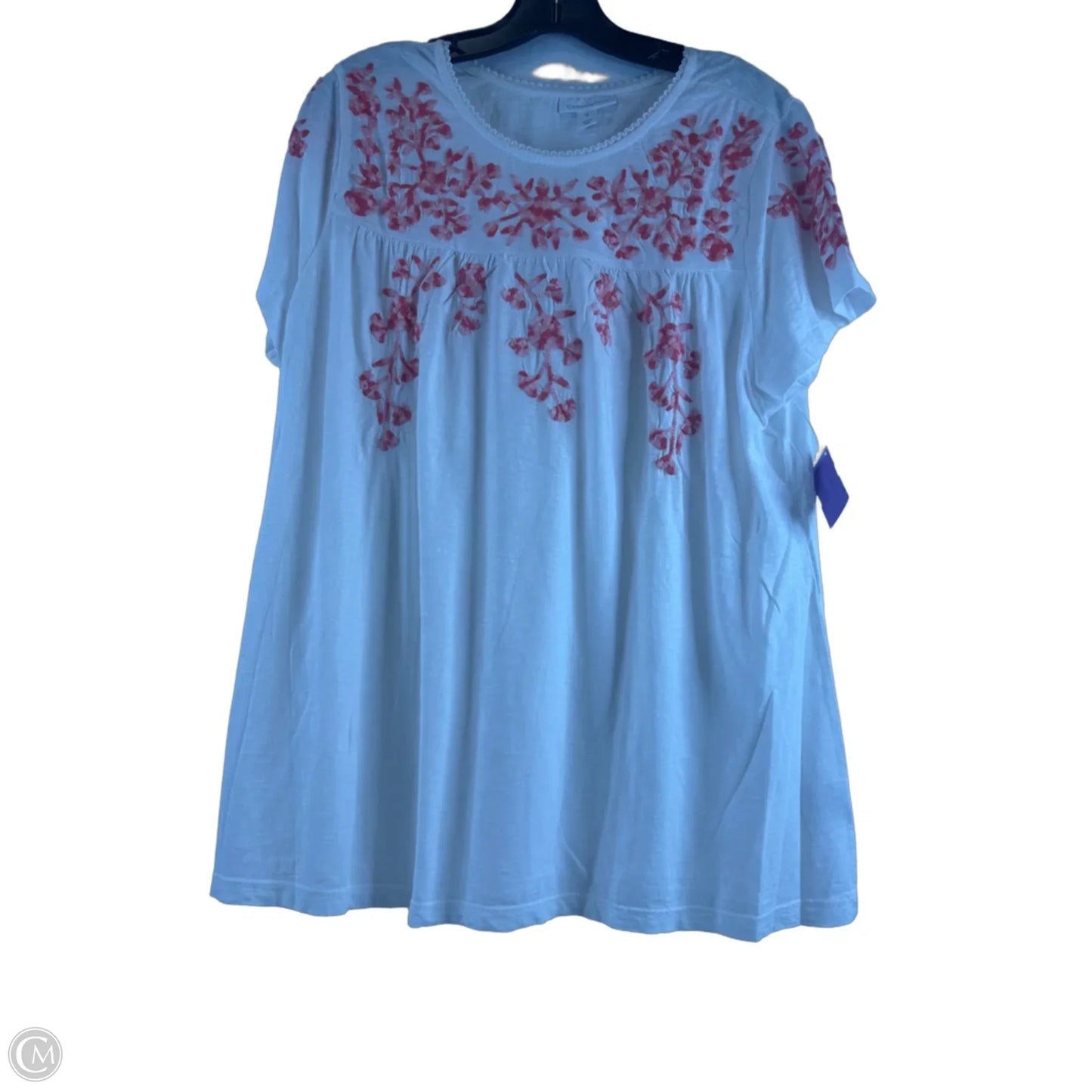 Top Short Sleeve By Charter Club In Red & White, Size: 1x