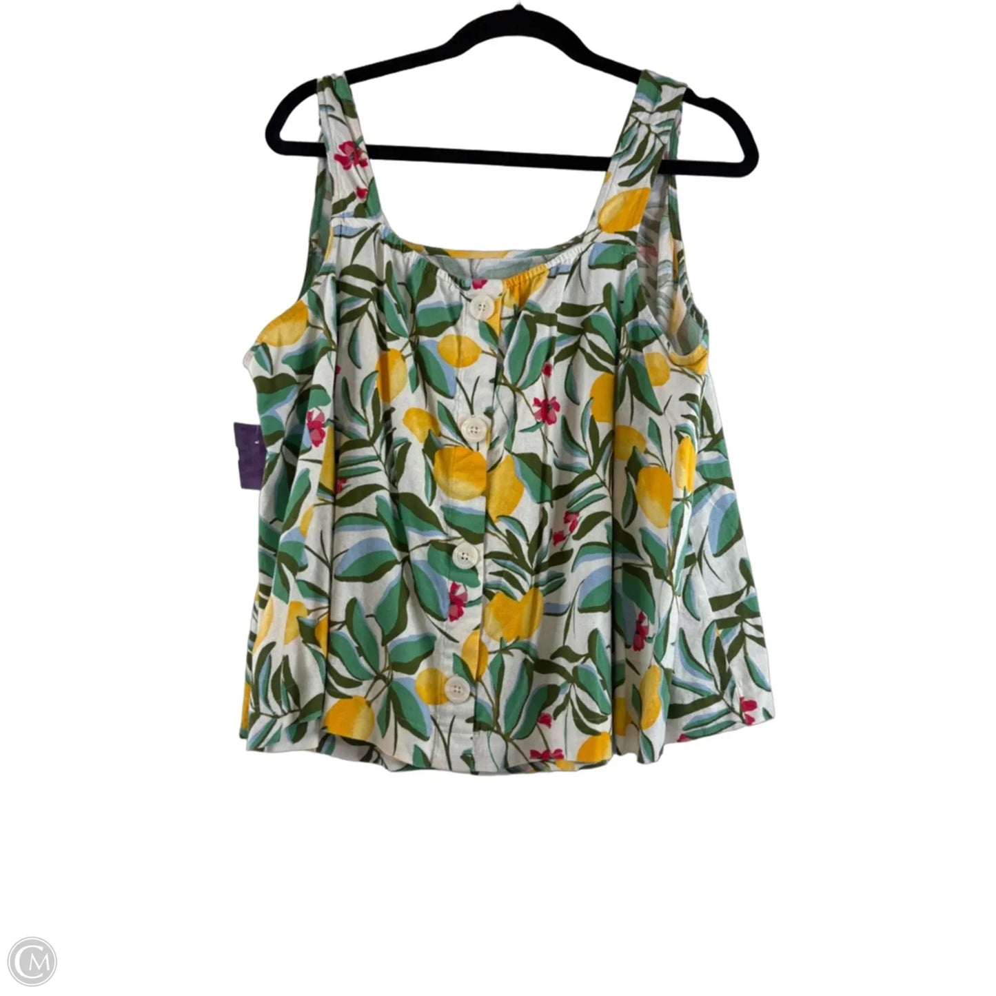 Top Sleeveless By Ava & Viv In Green & Yellow, Size: 1x