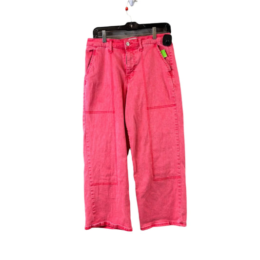 Jeans Wide Leg By Logo In Red, Size: 4