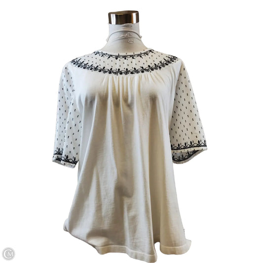 Top Short Sleeve By Chicos In Black & White, Size: L