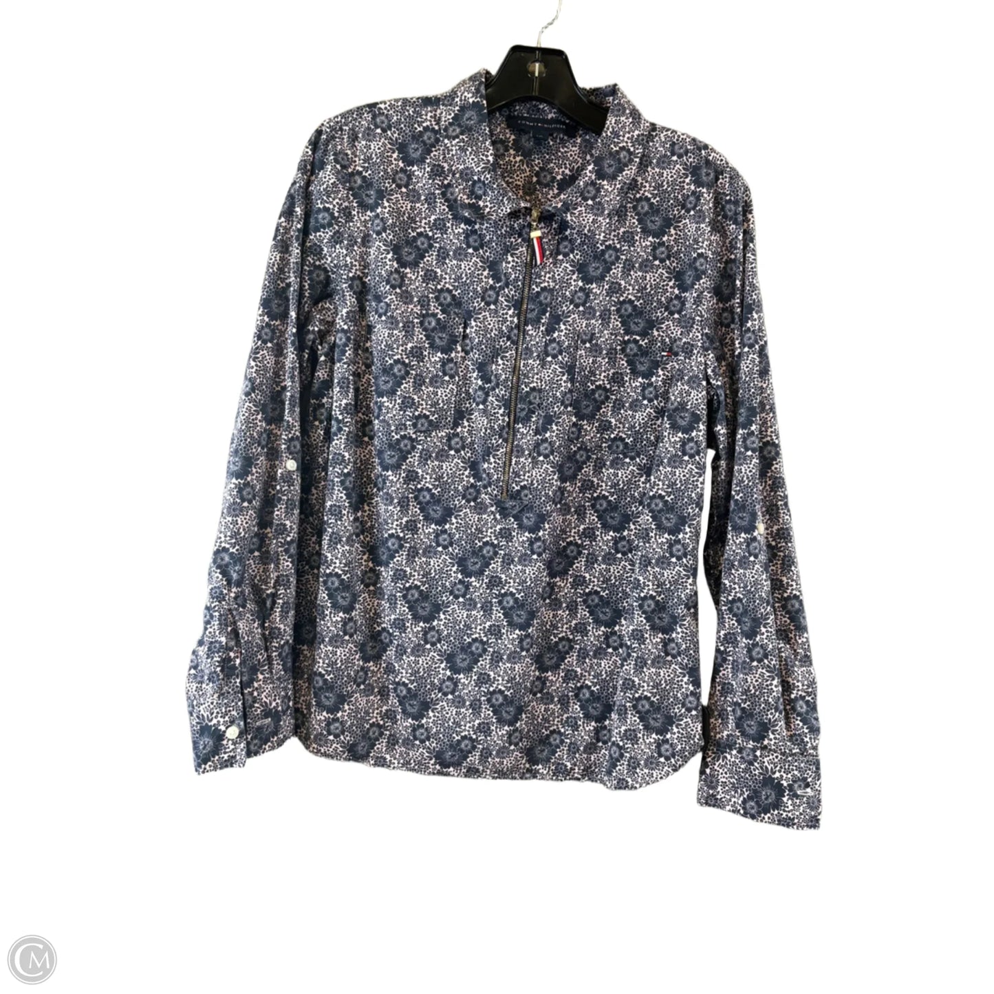 Top Long Sleeve By Tommy Hilfiger In Blue & Pink, Size: L