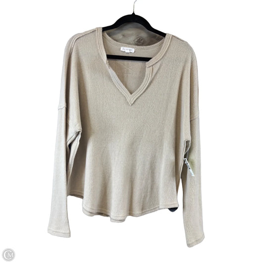 Top Long Sleeve By Blu Pepper In Tan, Size: S