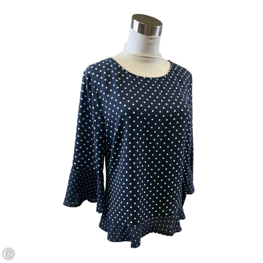 Top 3/4 Sleeve Basic By Talbots In Blue & White, Size: Mp