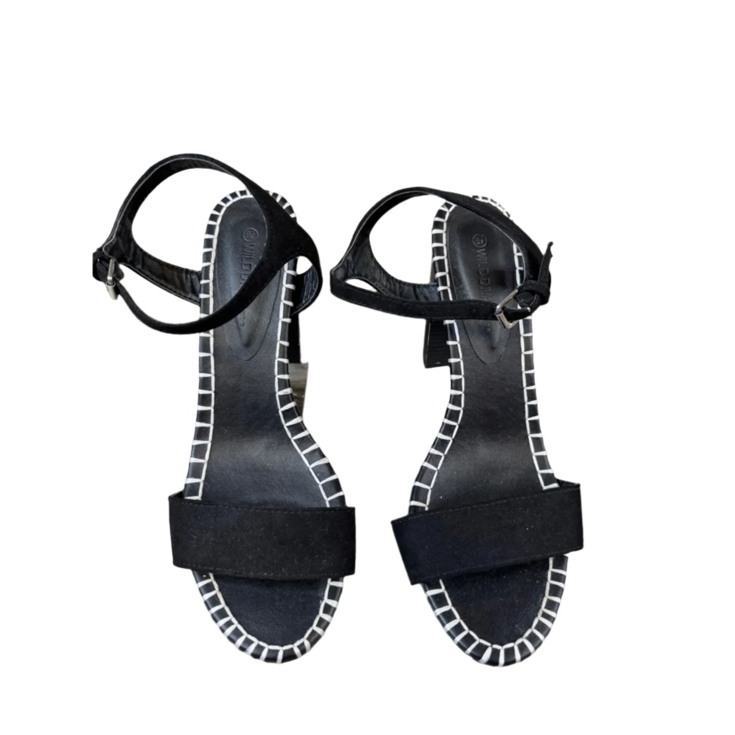 Sandals Heels Block By Wild Diva In Black & White, Size: 8.5