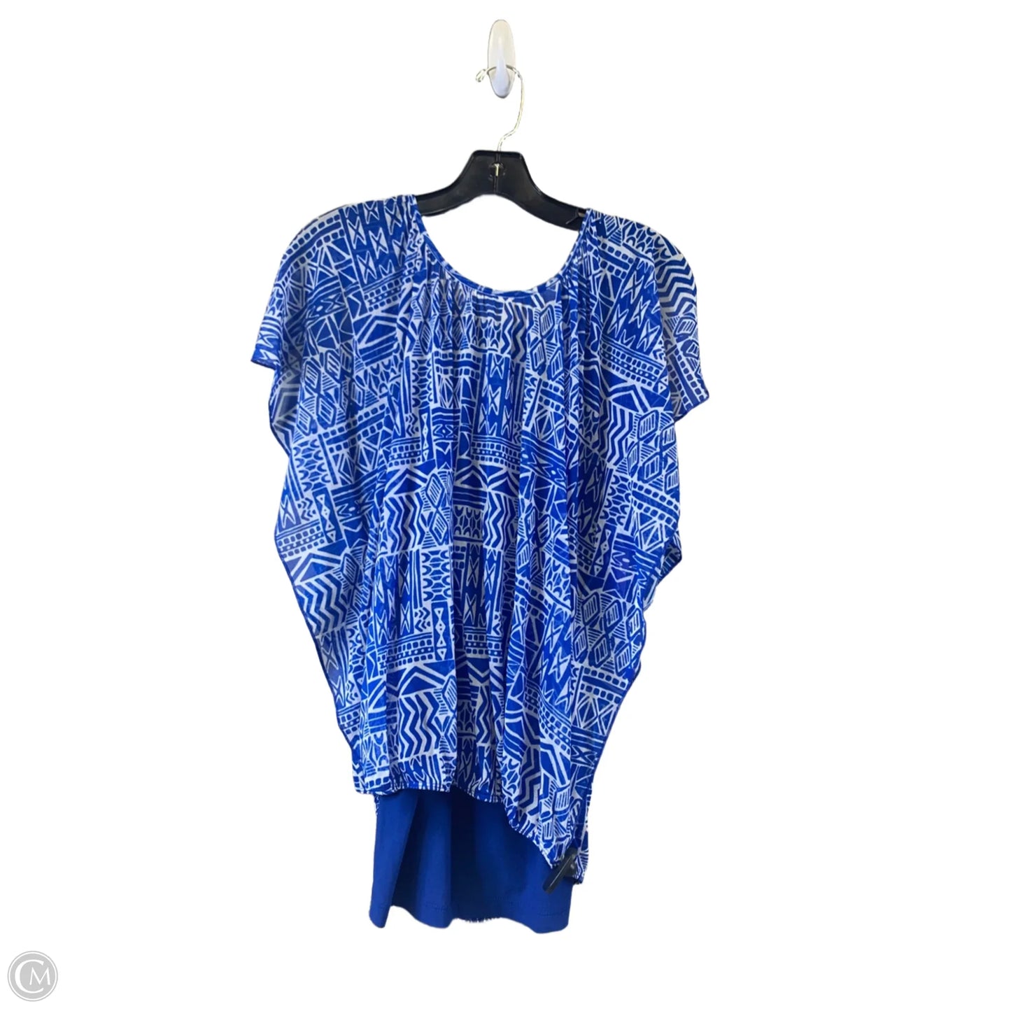 Top Short Sleeve By Apt 9 In Blue & White, Size: L