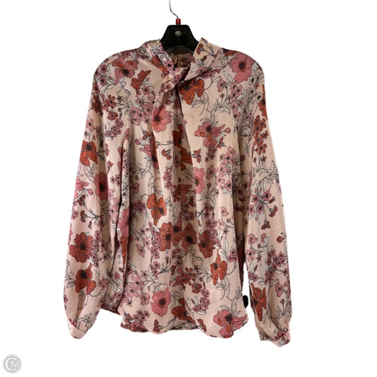 Top Long Sleeve By Liz Claiborne In Orange & Pink, Size: L