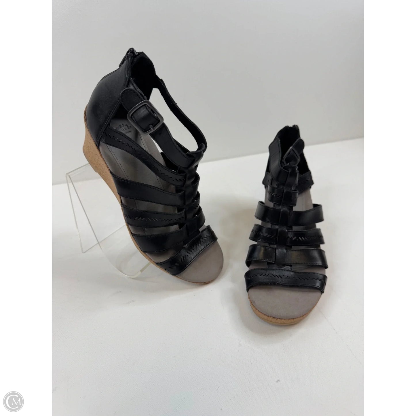 Sandals Heels Wedge By Earth In Black, Size: 9.5