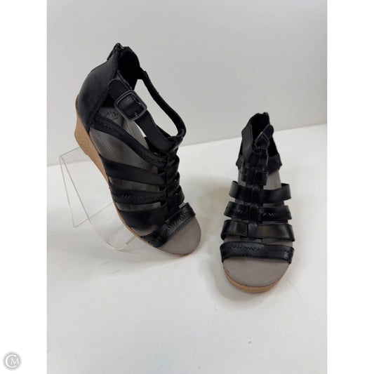 Sandals Heels Wedge By Earth In Black, Size: 9.5