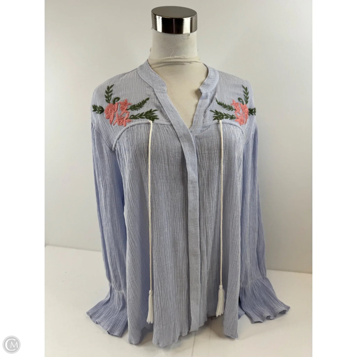 Top Long Sleeve By En Creme In Blue & Pink, Size: S